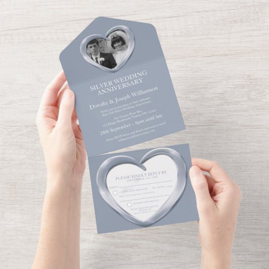 Silberhochzeit 25 Jahre Party All In One Einladung (Abreißen)