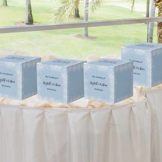 Silberhochzeit in düsterblauem Glitzer Geschenkschachtel