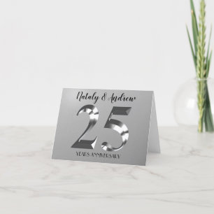 Silberhochzeit Metallisch Silber Dankeskarte