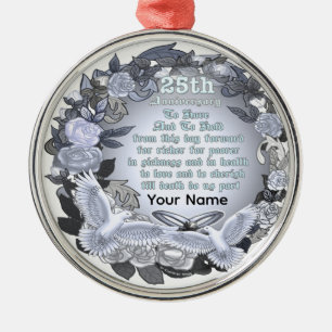 Silberhochzeit Premium-Rundornament Ornament Aus Metall