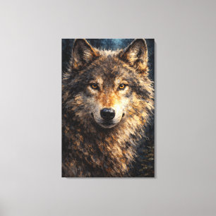 Silberholz   Wolf Wildlife Art   Gestreckt Leinwanddruck