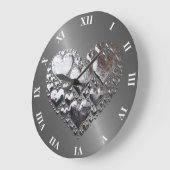 Silberhörer aus gebürstetem Stahl Große Wanduhr (Winkel)