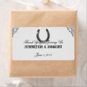 Silberhufeisen auf dem Etikett für Weißwasserflasc (Insitu)