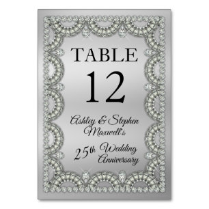 Silberjubiläum Diamantene Hochzeit 25. Hochzeitsta Tischnummer