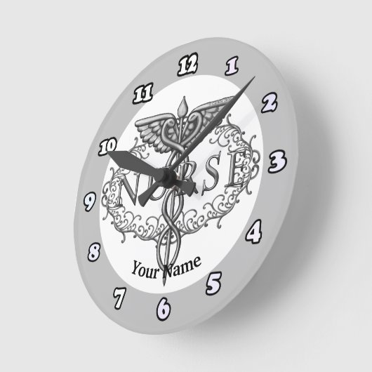 Silberkadukusschwester Runde Wanduhr (Winkel)