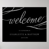Silberkalligraphie | Black Welcome Wedding Poster (Vorne)