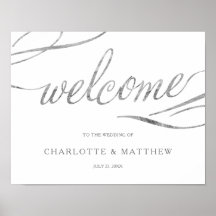 Silberkalligraphie | White Welcome Wedding Poster