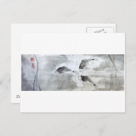 Silberkarpfenfisch Postkarte (Vorne/Hinten)