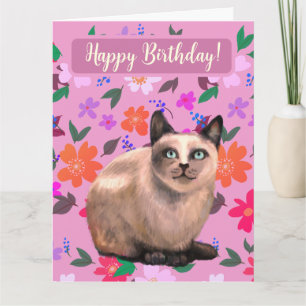Silberkatze Blumenkarte Karte