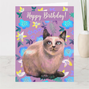 Silberkatze Blumenkarte Karte