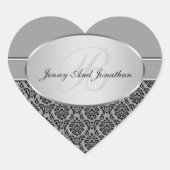 Silberkleber für Damaskus Herz-Aufkleber (Vorderseite)