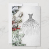 Silberkleid, Kiefernbaumzweige Sweet 16 Party Einladung (Rückseite)