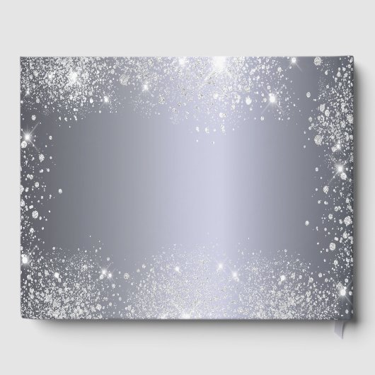 Silberkleid Quinceanera Glitzer Geburtstag Gästebuch (Rückseite)