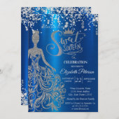 Silberkleid, Tiara, Sweet 16 Einladung (Vorne/Hinten)