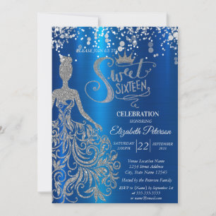 Silberkleid, Tiara, Sweet 16 Einladung