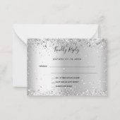 Silberkonfetti Hochzeit RSVP Mitteilungskarte (Vorderseite)