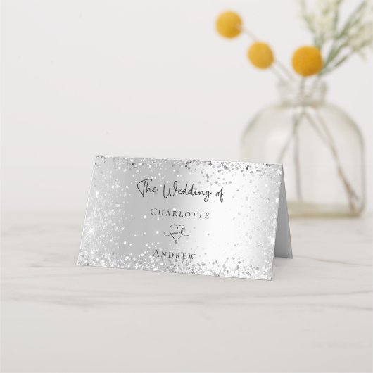 Silberkonfetti Platzkarte (Rückseite)