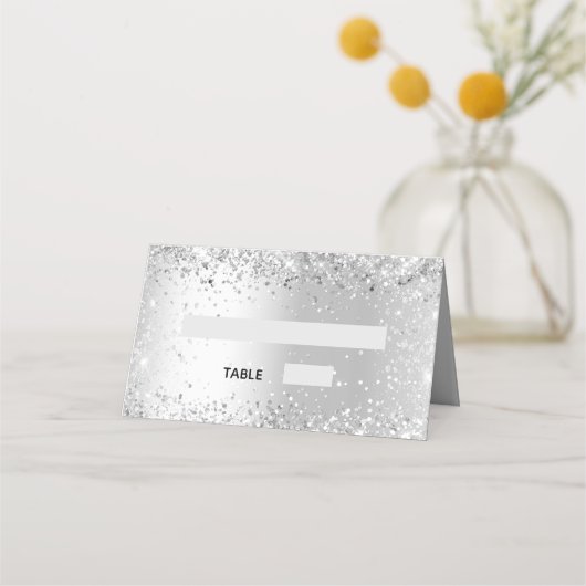 Silberkonfetti Platzkarte (Vorderseite)