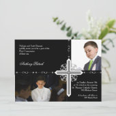 Silberkreuz auf der Kommune des Schwarzen Fotos Einladung (Stehend Vorderseite)