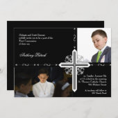 Silberkreuz auf der Kommune des Schwarzen Fotos Einladung (Vorne/Hinten)