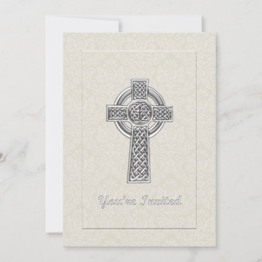 Silberkreuz auf ElfenbeinDamaskus Sie sind eingela Einladung (Vorderseite)