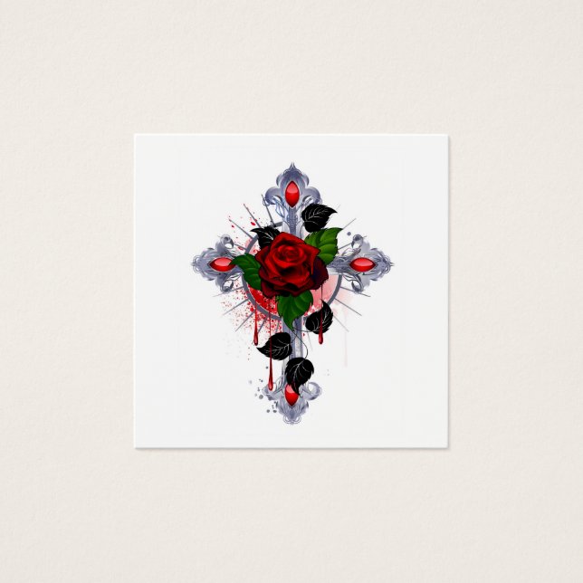 Silberkreuz mit Rote Rose (Vorderseite)