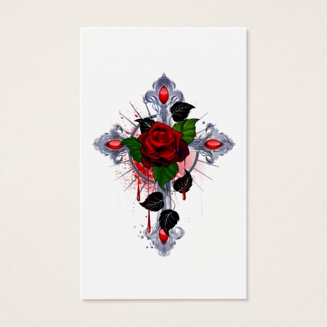 Silberkreuz mit Rote Rose (Vorderseite)