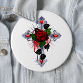 Silberkreuz mit Rote Rose Button (Beispiel)