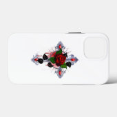 Silberkreuz mit Rote Rose Case-Mate iPhone Hülle (Rückseite (Horizontal))
