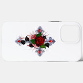 Silberkreuz mit Rote Rose Case-Mate iPhone Hülle (Rückseite (Horizontal))