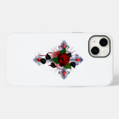 Silberkreuz mit Rote Rose Case-Mate iPhone Hülle (Rückseite (Horizontal))