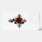 Silberkreuz mit Rote Rose Case-Mate iPhone Hülle (Rückseite (Horizontal))
