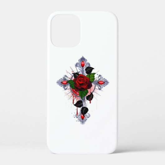 Silberkreuz mit Rote Rose Case-Mate iPhone Hülle (Rückseite)