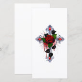 Silberkreuz mit Rote Rose Dankeskarte (Vorne/Hinten)