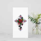 Silberkreuz mit Rote Rose Dankeskarte (Stehend Vorderseite)
