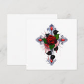 Silberkreuz mit Rote Rose Dankeskarte (Vorne/Hinten)