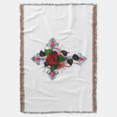 Silberkreuz mit Rote Rose Decke (Vorderseite Vertikal)