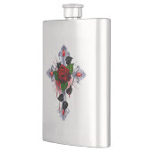 Silberkreuz mit Rote Rose Flachmann (Links)