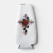 Silberkreuz mit Rote Rose Flaschenkühler (Vorderseite)