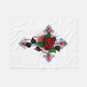 Silberkreuz mit Rote Rose Fleecedecke (Vorderseite (Horizontal))