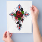 Silberkreuz mit Rote Rose Flyer (Hand)