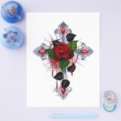 Silberkreuz mit Rote Rose Flyer (Einzeln)