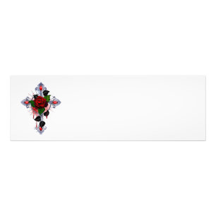 Silberkreuz mit Rote Rose Fotodruck