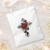 Silberkreuz mit Rote Rose Geschenktütchen (Ausgeschnitten)