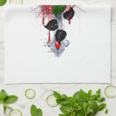 Silberkreuz mit Rote Rose Geschirrtuch (Gefaltet)