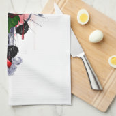 Silberkreuz mit Rote Rose Geschirrtuch (Viertel Falte)