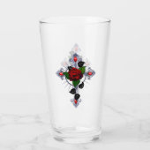 Silberkreuz mit Rote Rose Glas (Rückseite)