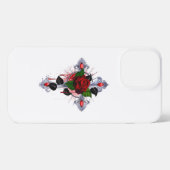 Silberkreuz mit Rote Rose iPhone Hülle (Rückseite (Horizontal))