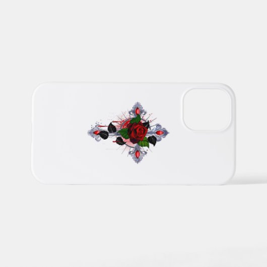 Silberkreuz mit Rote Rose iPhone Hülle (Rückseite (Horizontal))