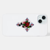 Silberkreuz mit Rote Rose iPhone Hülle (Rückseite (Horizontal))